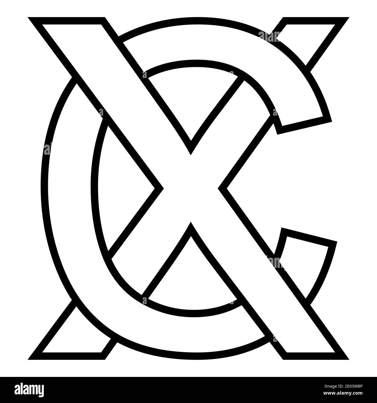 Logo Zeichen xc cx Icon Zeichen zwei Zeilensprungbuchstaben x, C Vektor Logo xc, cx erste Großbuchstaben Muster Alphabet x, c Stock Vektor