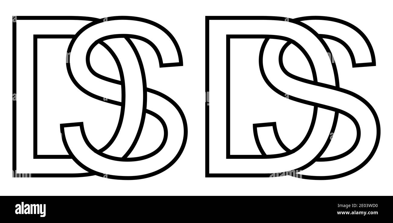 Logo sd und ds Symbol Zeichen zwei Zeilensprungbuchstaben S D, Vektor-Logo sd ds erste Großbuchstaben Muster Alphabet s d Stock Vektor