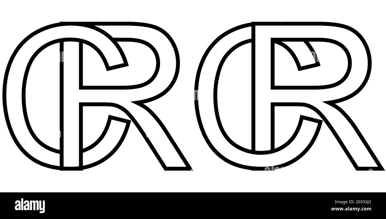 Logo Zeichen rc cr Symbol Zeichen zwei Zeilensprungbuchstaben r, C Vektor Logo rc, cr erste Großbuchstaben Muster Alphabet r, c Stock Vektor