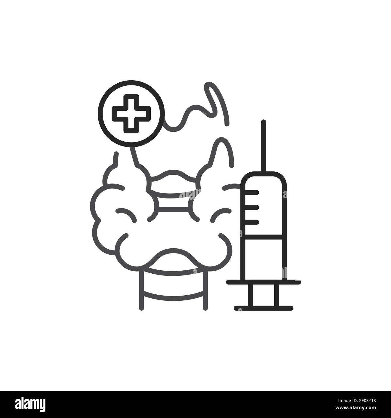 Symbol für die Farblinie der Injektionsbehandlung. Piktogramm für Webseite, mobile App, Promo. Bearbeitbare Kontur. Stock Vektor