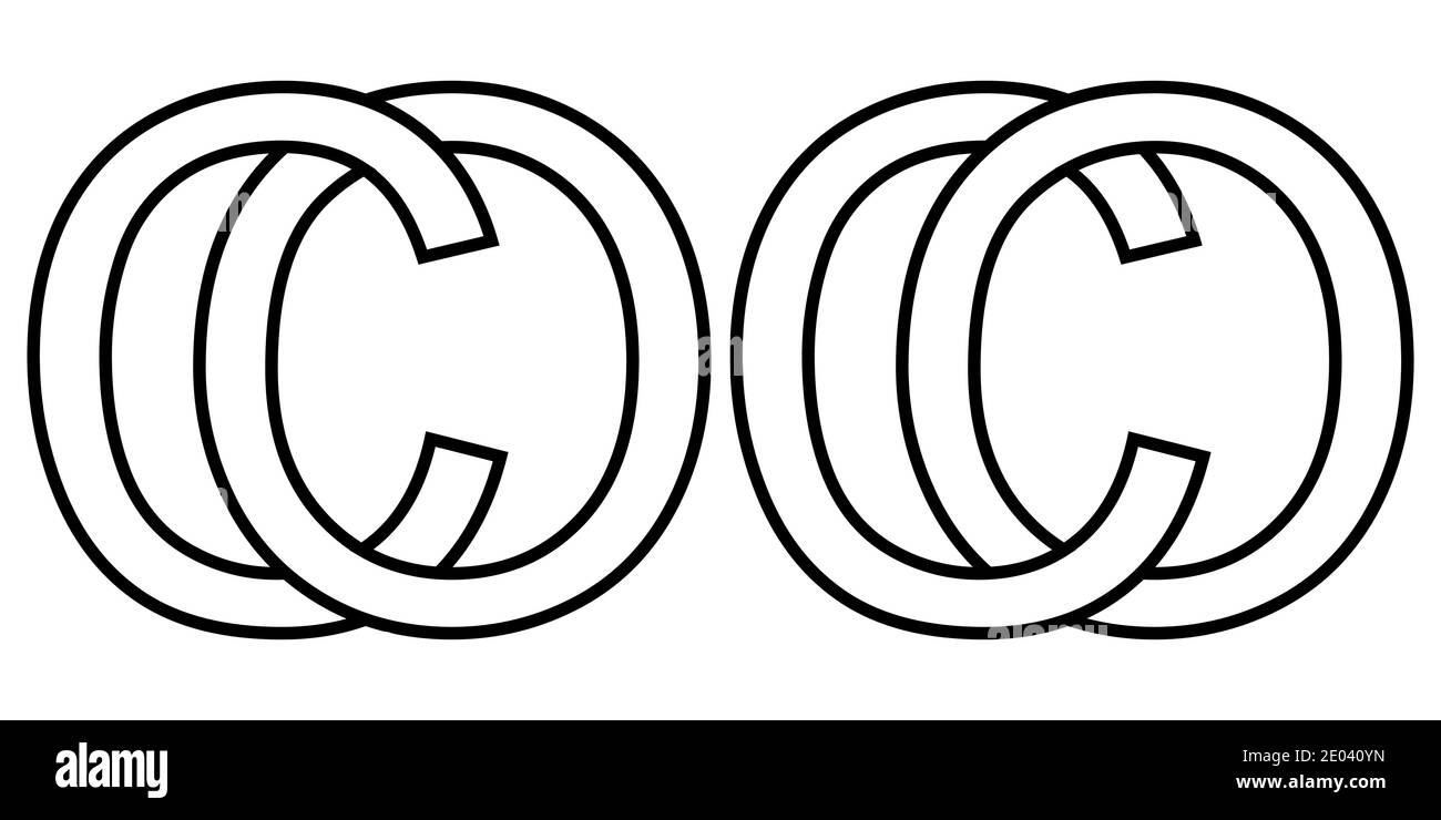 Logo Zeichen oc CO Symbol Zeichen zwei Zeilensprungbuchstaben o, C Vektor Logo oc, Co erste Großbuchstaben Muster Alphabet o, c Stock Vektor