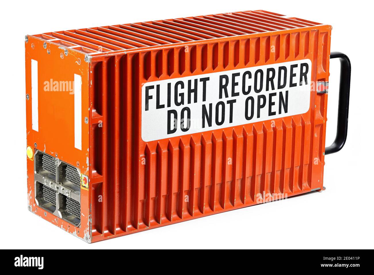 Flight Data Recorder aus Flugzeugen isoliert auf weißem Hintergrund Stockfoto