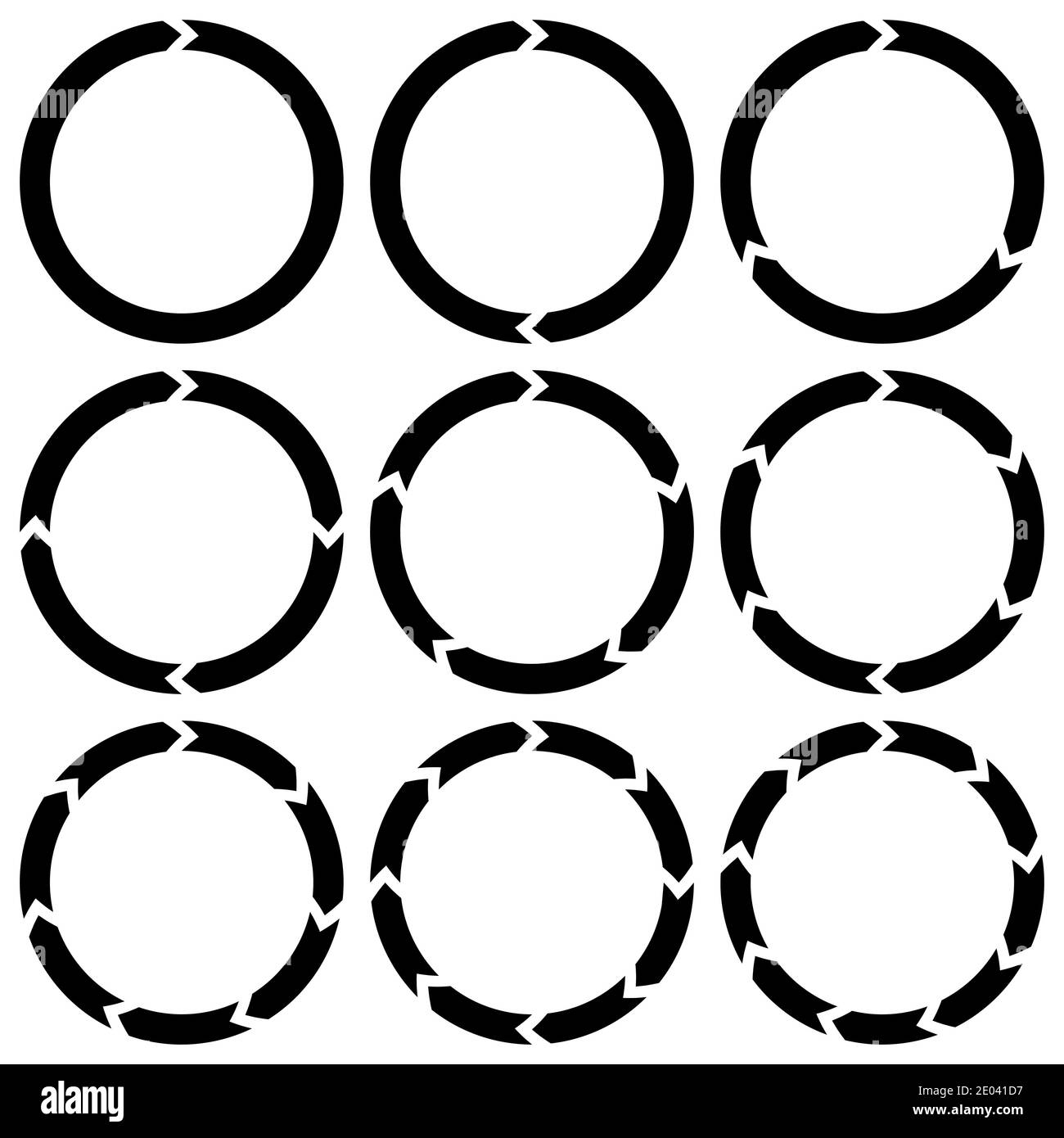 Ring wird in Sektoren von kreisförmigen Pfeilen Symbol Vektor Infografiken Download gebrochen, setzen Symbole Ring gebrochen Sektoren transparenten Hintergrund für Stock Vektor