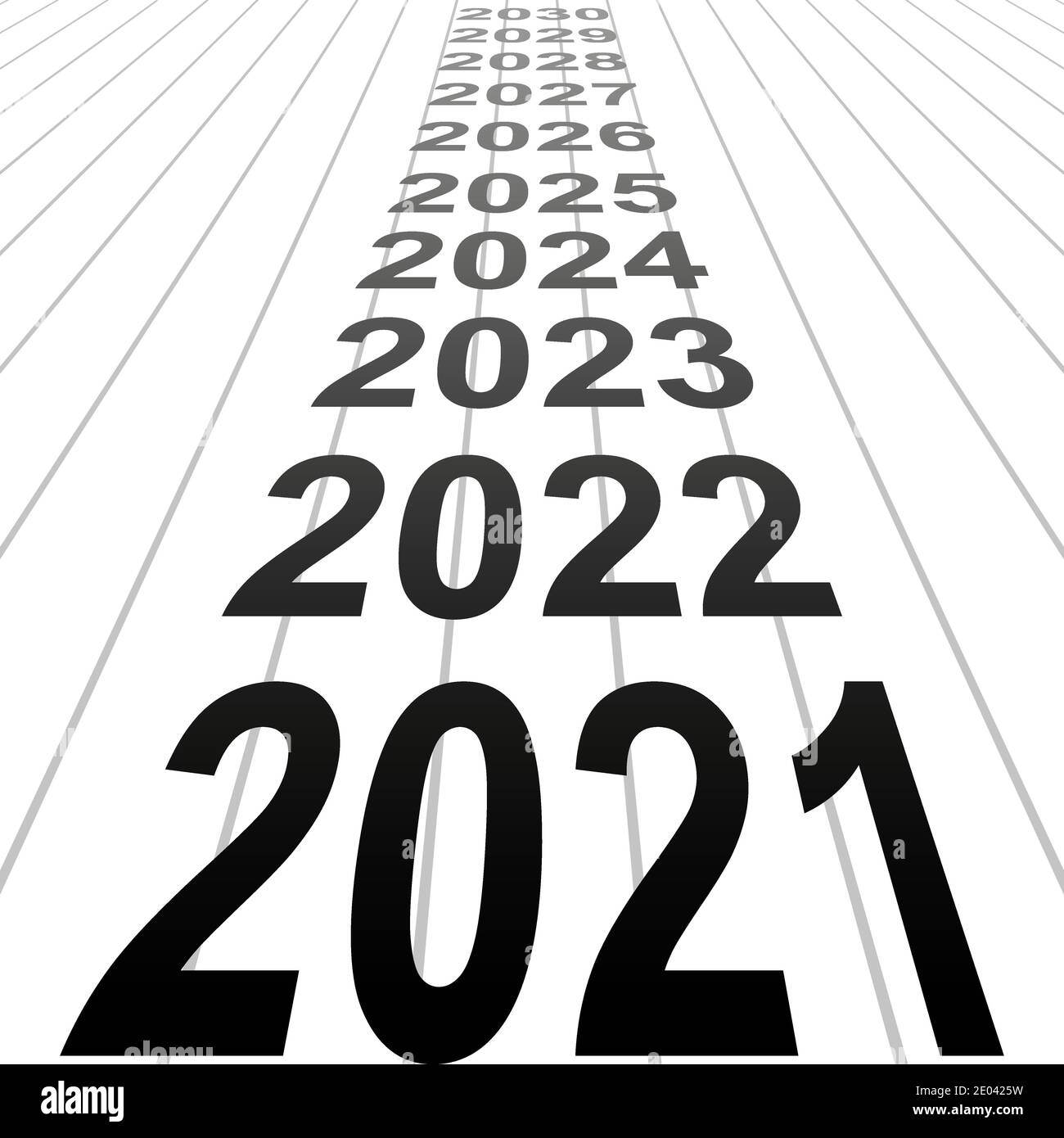 2021 neues Jahr Banner Hintergrund 3D Perspektive Vektor Blick in die Zukunft 2021 glückliches neues Jahr Perspektive Stock Vektor