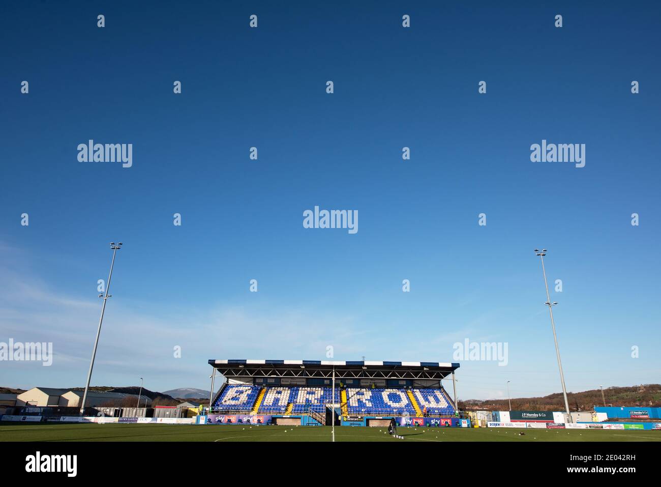 Holker Street, auch bekannt als Progression Solicitors Stadium für Sponsoring-Zwecke, ist ein Sportstadion in Barrow-in-Furness, Cumbria. Stockfoto