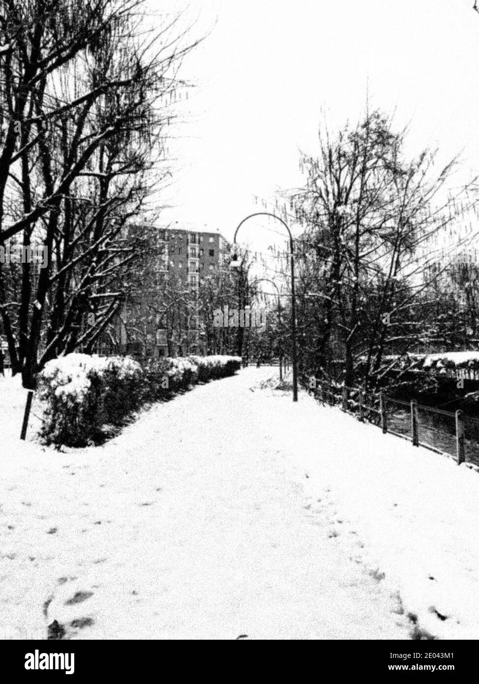 Neve a Milano Snow in Mailand Stockfoto