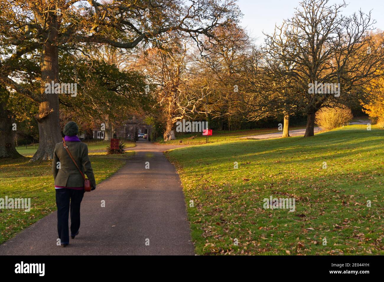 Lady in St. Audrie's Park in West Quantoxhead, Somerset Stockfoto