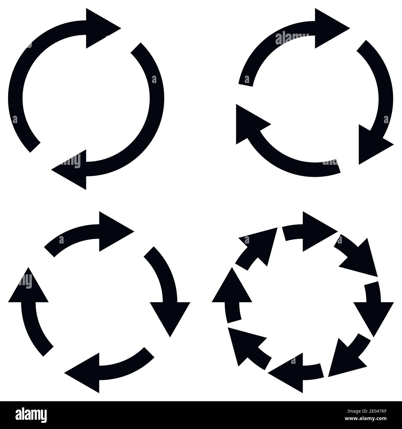 Set Zeichen neu laden aktualisieren Symbol, rotierende Pfeile im Kreis, Vektor-Symbol-Sync, erneuerbare Krypto-Währung Austausch, ändern erneuern Vektor Stock Vektor