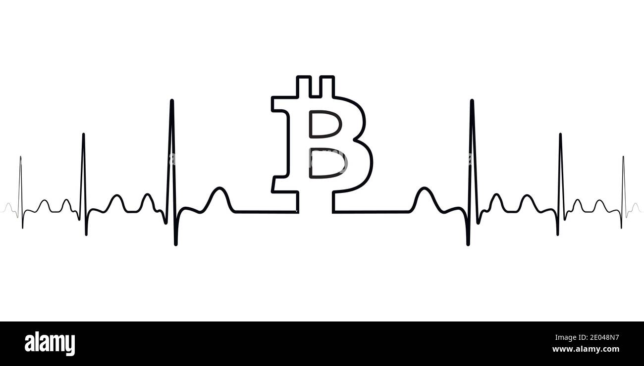 Schwankung im Wechselkurs Bitcoin Illustration, Vektor Schwankung von Bitcoin eine Linie Zeichnung, Minimalismus Kunst Stock Vektor