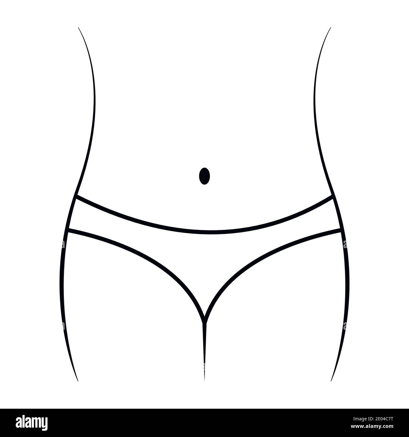 Lineare Schlankheits-Symbol, Silhouette anmutiger weiblicher Körper Bauch, Taille und Hüften, Vektor-Konzept Ernährung, Fitness, Sport. Icon Körpergewicht weiblich Stock Vektor