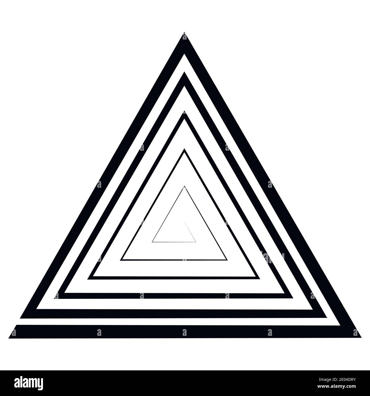 Dreieckige Spirale, ein Labyrinth, Vektor optische Illusion, die Illusion der Tiefe, Vorlage, Logo, Dreieck Tattoo Stock Vektor