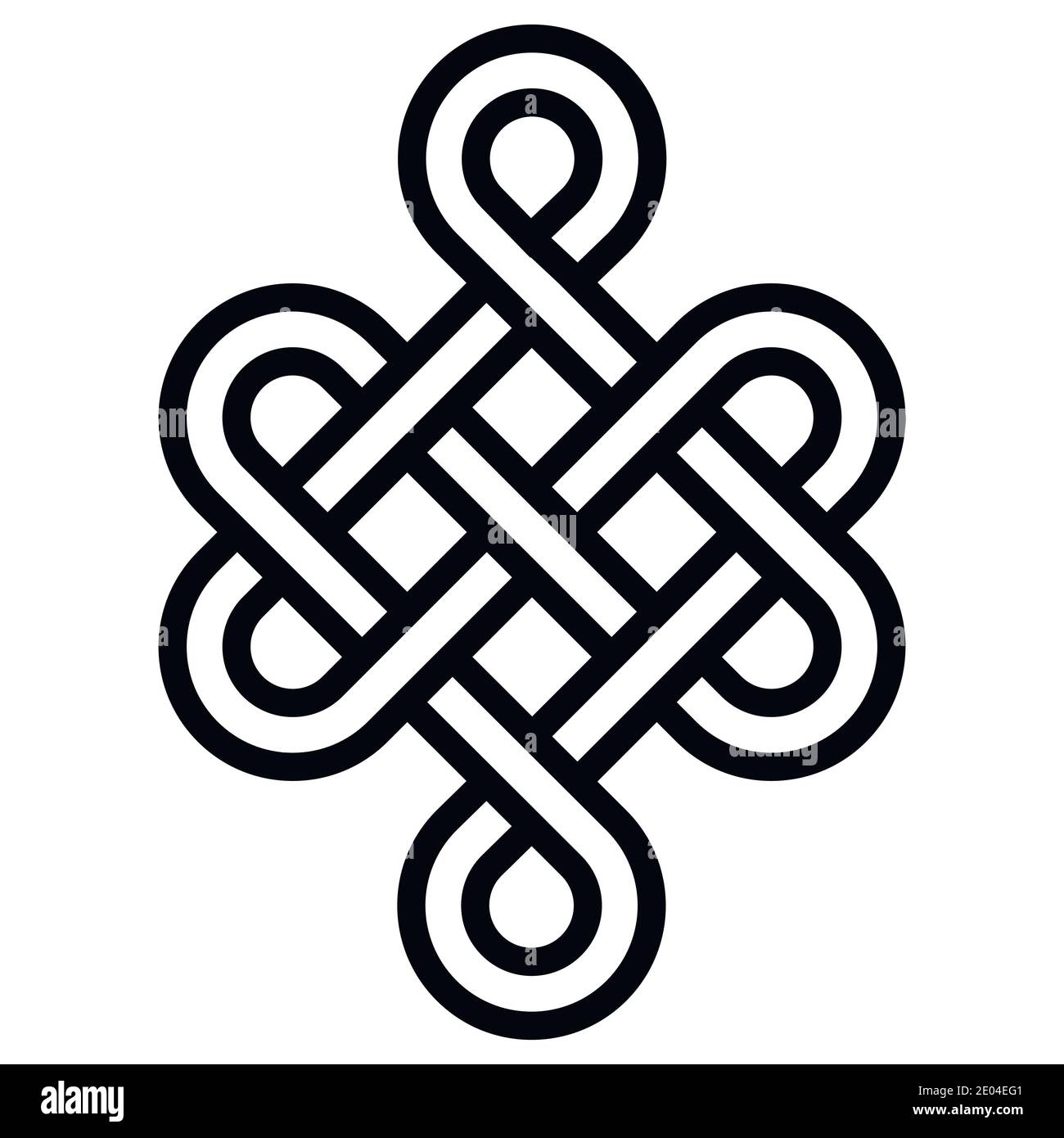 Mystische Knoten der Langlebigkeit und Gesundheit, Zeichen Glück Feng Shui, Vektor der Unendlichkeit Knoten, Gesundheit Symbol Tattoo Stock Vektor
