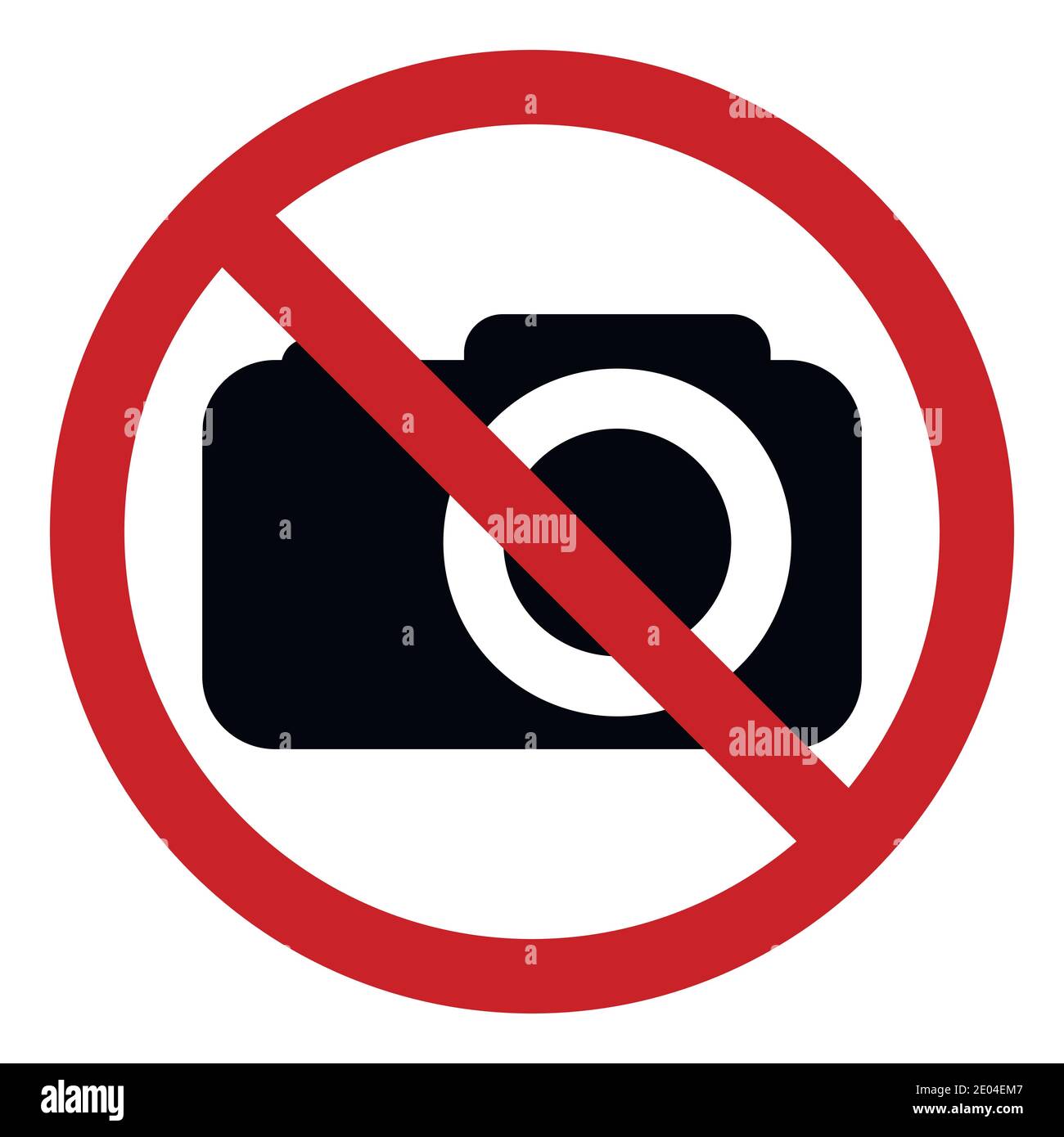 Verbotsschild Foto-Video-Aufnahme verboten, Vektor kein Foto, Warnschild nicht zu schießen, roter Kreis durchgestrichen Kamera Stock Vektor
