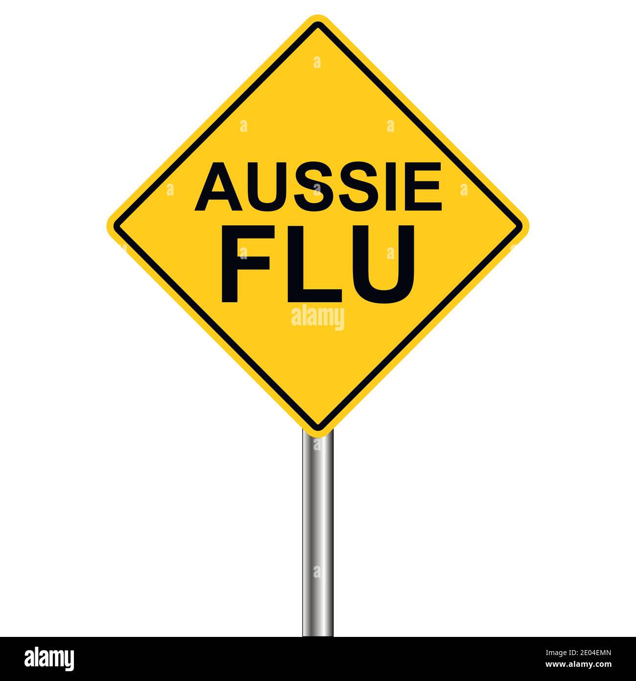 Gelbes Dreieck Warnschild, Vorsicht - aussie Grippe Shots Ahead, Vektor Grippe aussie Saisonwarnung H1N1 Stock Vektor