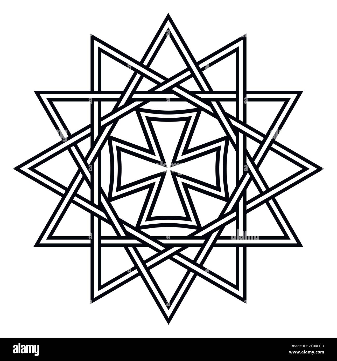 Stern Ertsgamma, Lucky 12 spitzen Stern Amulett alten christlichen Talisman religiösen Symbol, Vektor-Anhänger ertsgamma Talisman Stock Vektor
