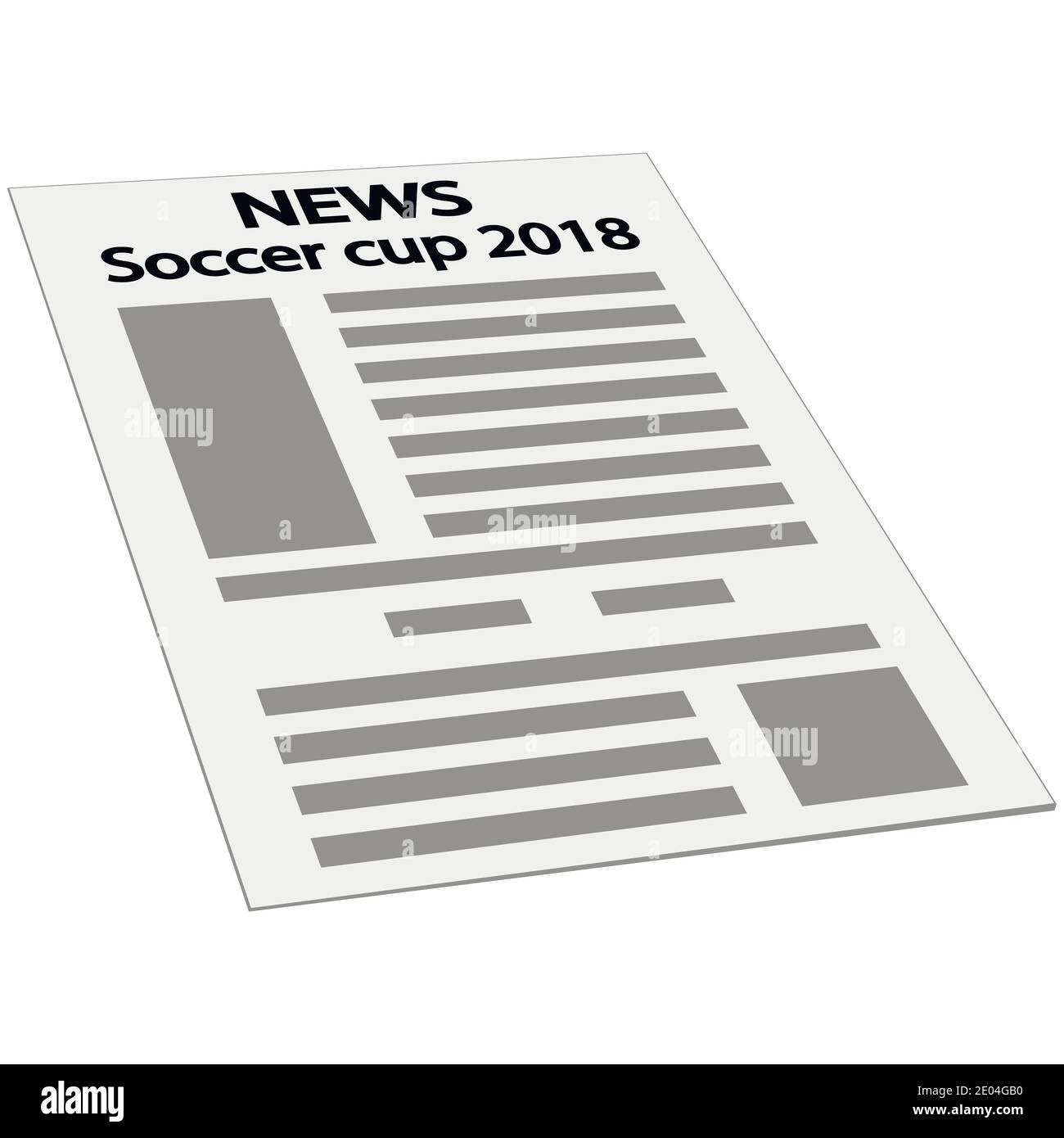 Zeitung News Deckblatt Symbol, Mockup Vorlage erste Seite Nachrichten, Isometrie Perspektive Fußball Cup 2018 internationale Weltmeisterschaft Turnier Stock Vektor