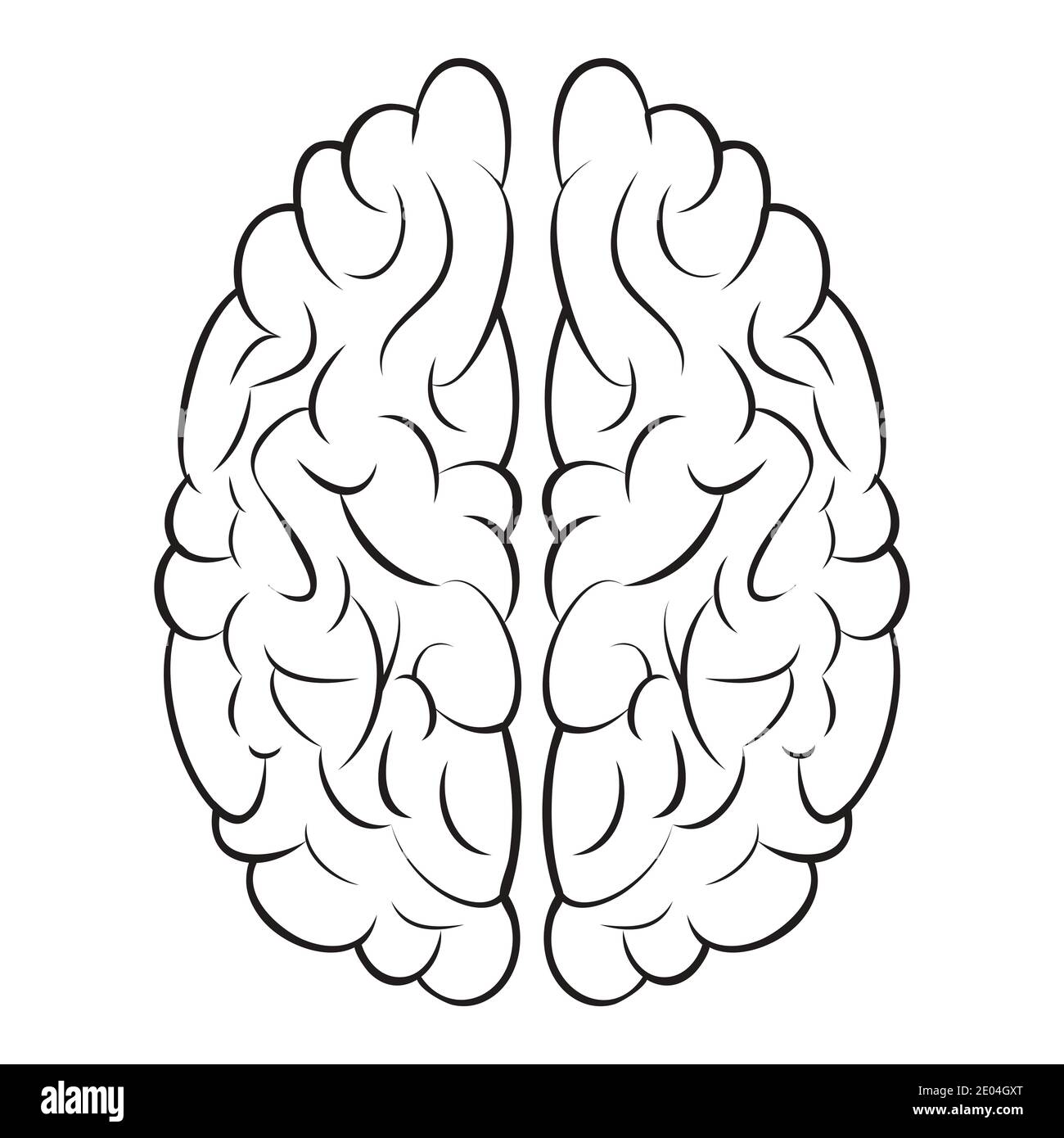 Hirnzeichen-Symbol Gyrus, Vektor rechts und links Gehirn, Konzept der Geist-Informationen und Wissen Stock Vektor