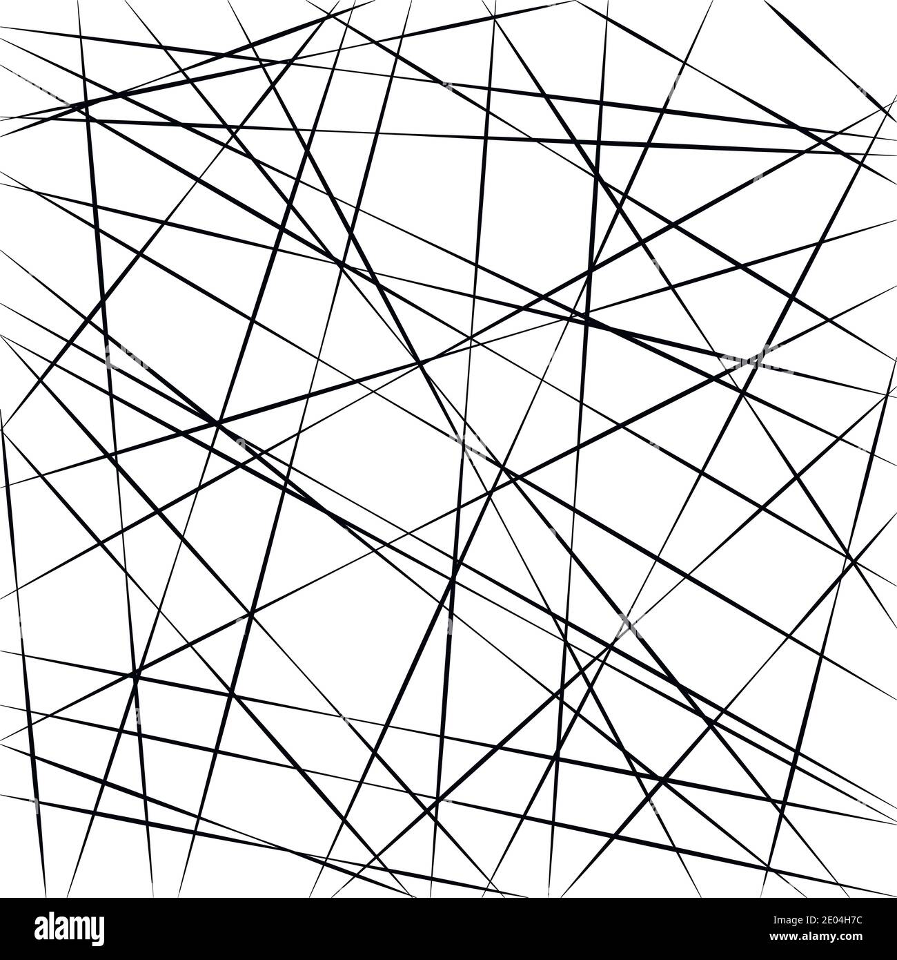 Abstraktes geometrisches Muster, zufällige zufällige Streiflinien, Vektorhintergrund, der diagonale Streiflinien in einem anderen Winkel schneidet Stock Vektor