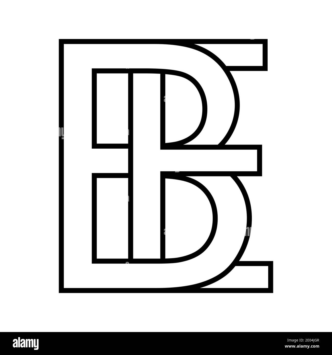 Logo Zeichen be, eb Symbol Zeichen interlaced Buchstaben b, e Vektor Logo be, eb erste Großbuchstaben Muster Alphabet b, e Stock Vektor