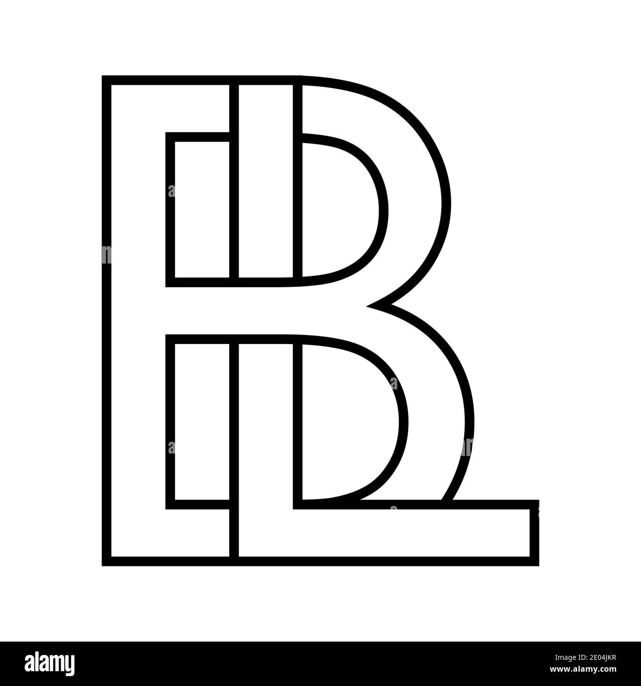 Logo Zeichen BL lb Symbol Zeichen zwei Zeilensprungbuchstaben b, l Vektor Logo BL, lb erste Großbuchstaben Muster Alphabet b, l Stock Vektor