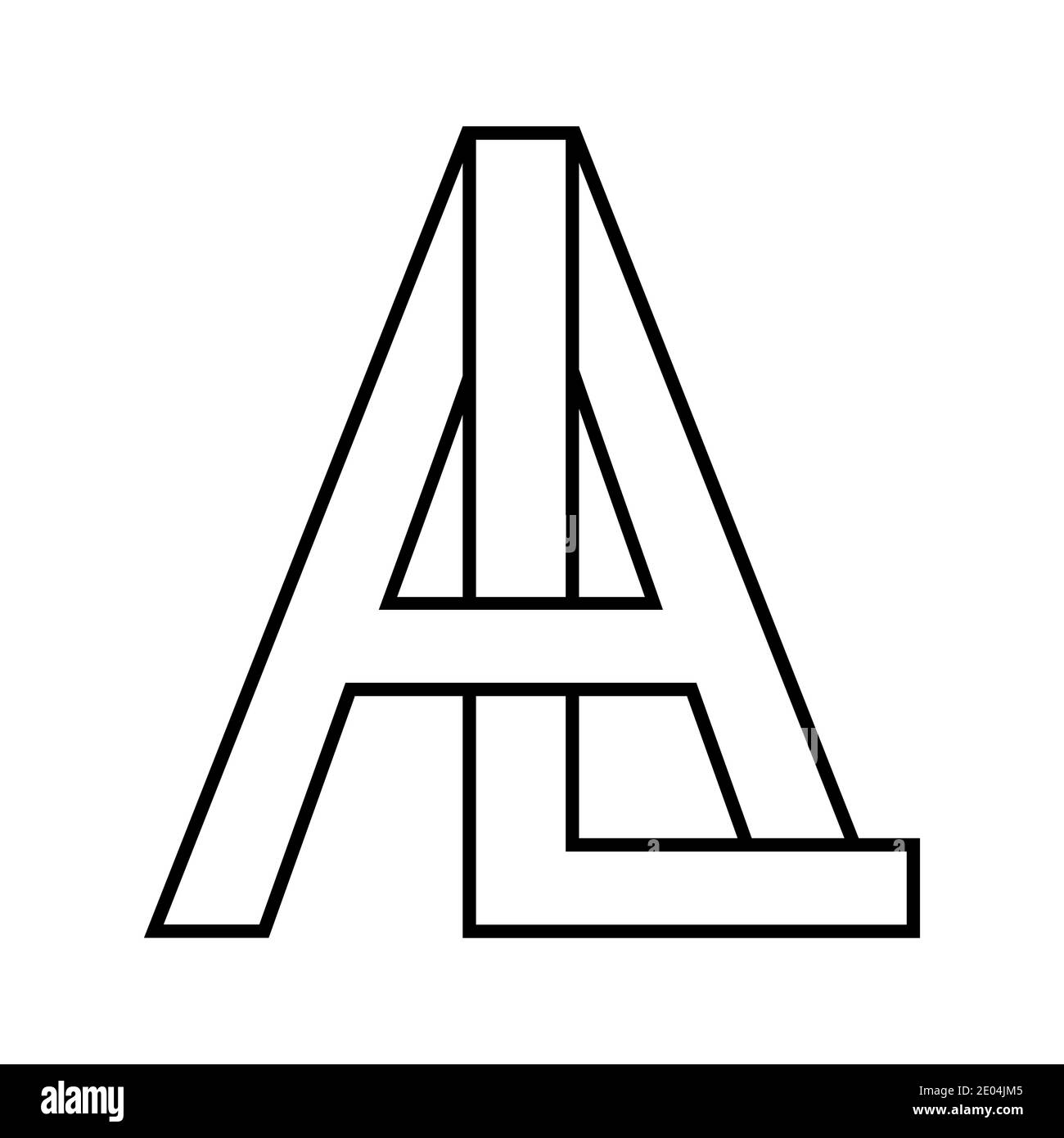 Logo Zeichen al, la Zeichen zwei Zeilensprungbuchstaben A, L Vektor Logo al, la erste Großbuchstaben Muster Alphabet a, l Stock Vektor