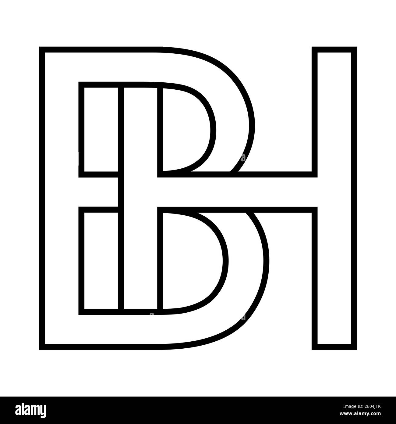 Logo Zeichen bh, GH Icon Zeichen zwei Zeilensprungbuchstaben b h Vektor Logo bh, hb erste Großbuchstaben Muster Alphabet b, h Stock Vektor