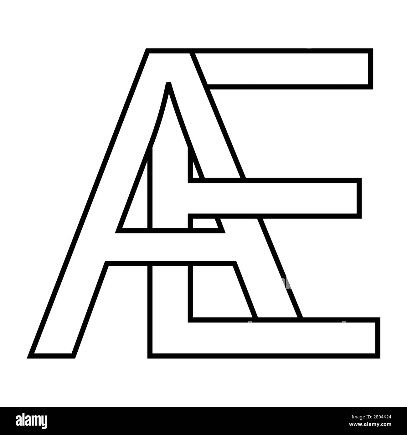 Logo ae Symbol Zeichen zwei Zeilensprungbuchstaben A E, Vektor-Logo ae ersten Großbuchstaben Muster Alphabet a e Stock Vektor