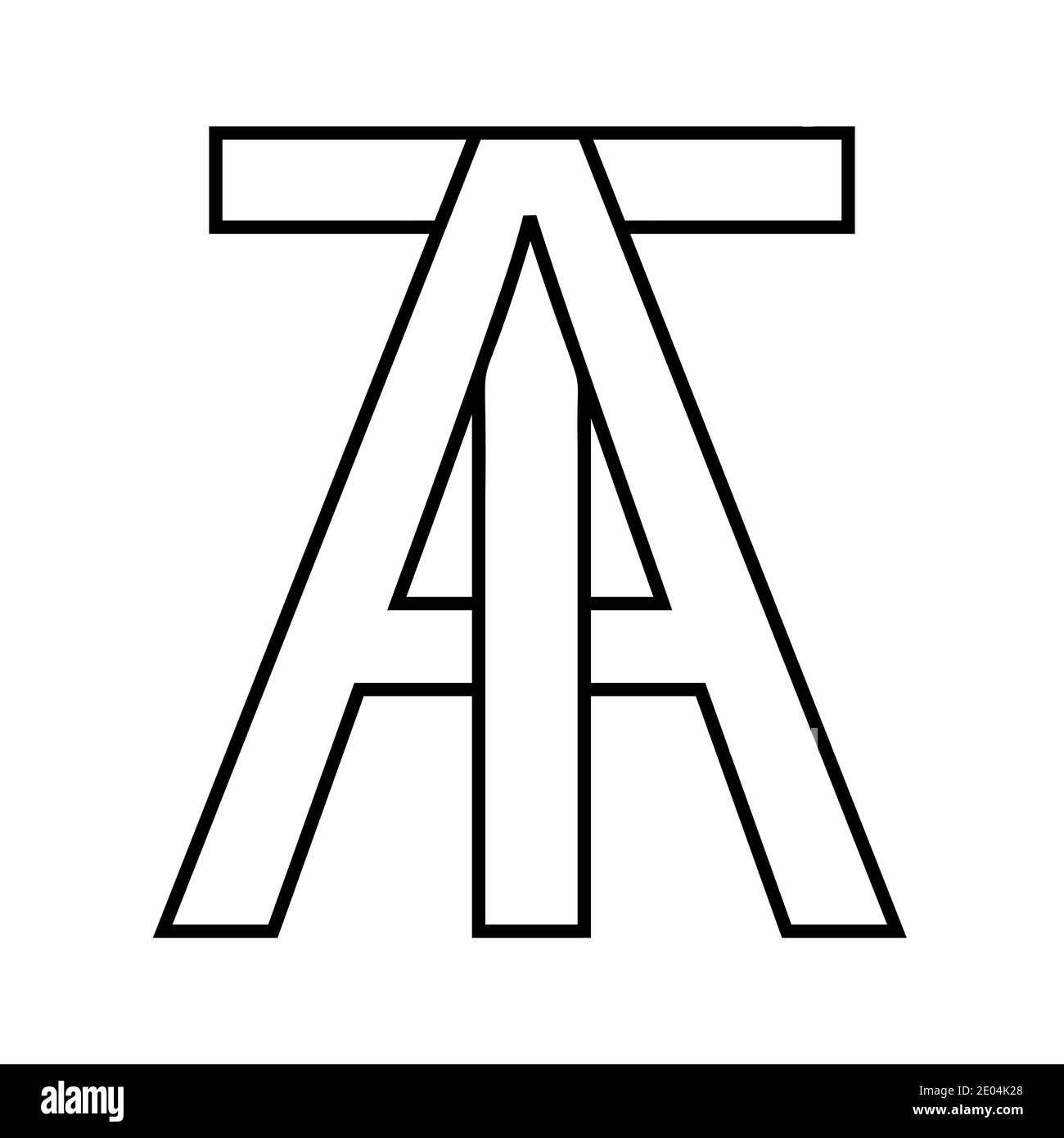 Logo-Zeichen bei, ta Symbol Zeichen interlaced Buchstaben A, T Vektor-Logo bei, ta ersten Großbuchstaben Muster Alphabet a, t Stock Vektor