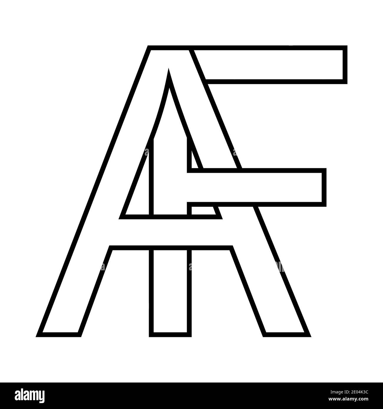 Logo af Symbol Zeichen Zeilensprungbuchstaben A, F Vektor Logo af erste Großbuchstaben Muster Alphabet a, f Stock Vektor