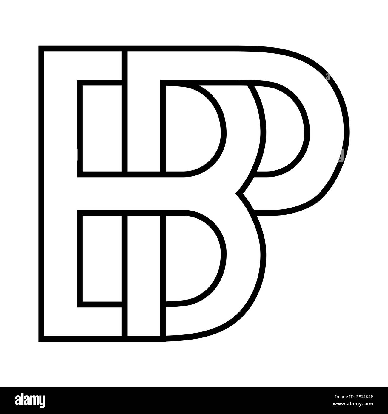 Logo Zeichen BP pb Icon Zeichen zwei Zeilensprungbuchstaben B und p Vektor Logo BP, pb erste Großbuchstaben Muster Alphabet b, p Stock Vektor