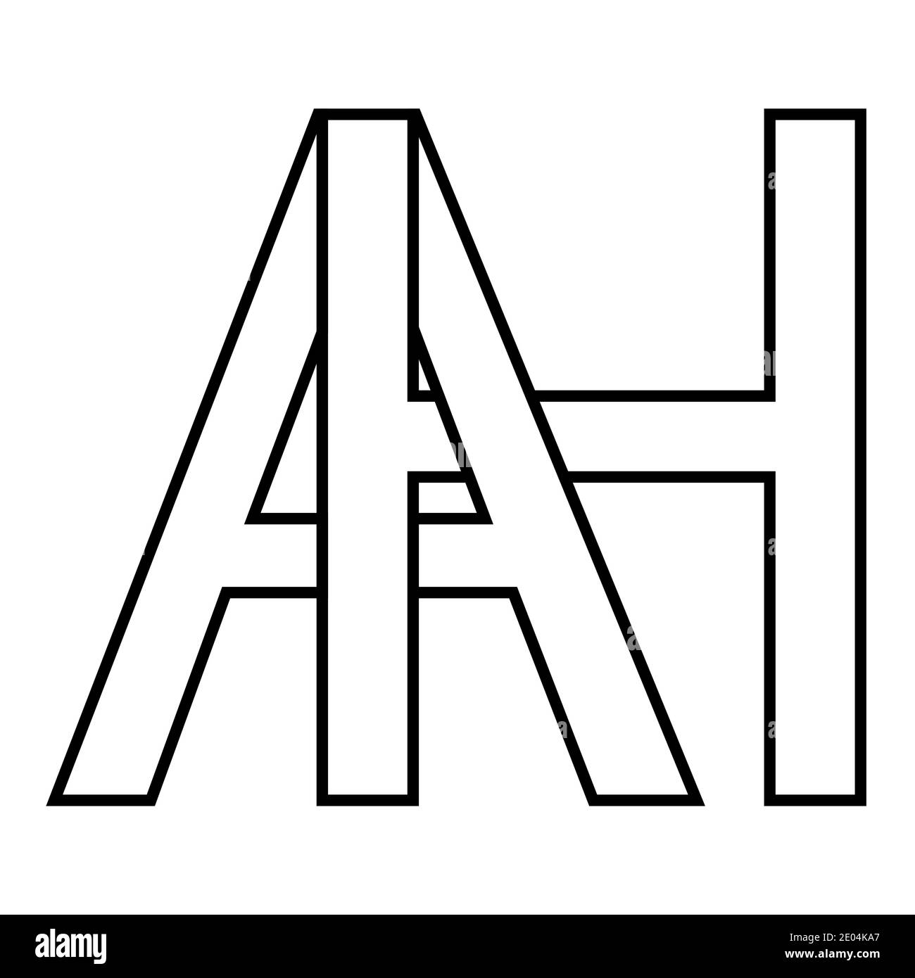 Logo Zeichen ah Symbol Zeichen zwei Zeilensprungbuchstaben A, H Vektor Logo ah erste Großbuchstaben Muster Alphabet a, h Stock Vektor