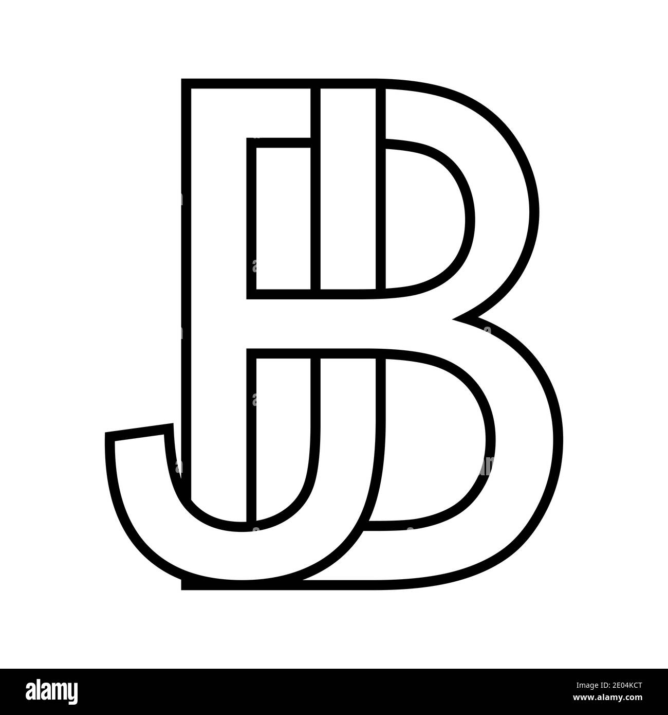 Logo Zeichen bj jb Symbol Zeichen zwei Zeilensprungbuchstaben b, j Vektor Logo bj, jb erste Großbuchstaben Muster Alphabet b, j Stock Vektor