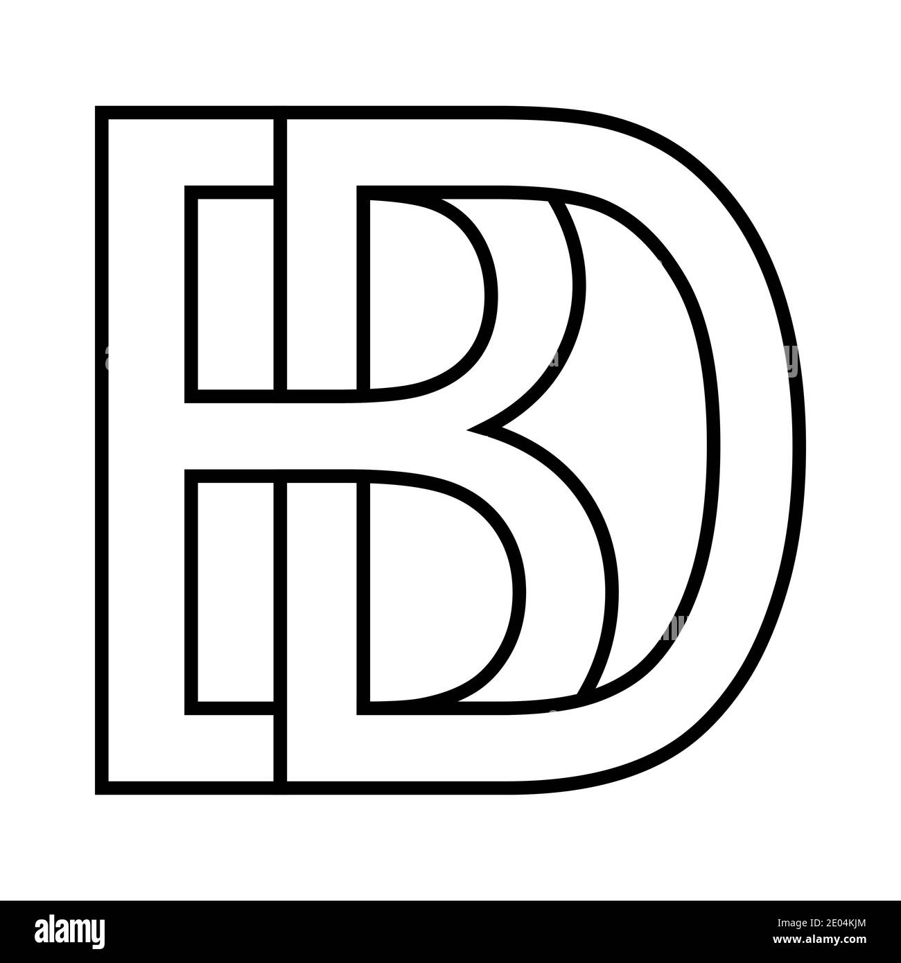 Logo Zeichen bd, db Symbol Zeichen Zeilensprungbuchstaben B und D Vektor-Logo bd, db erste Großbuchstaben Muster Alphabet b, d Stock Vektor