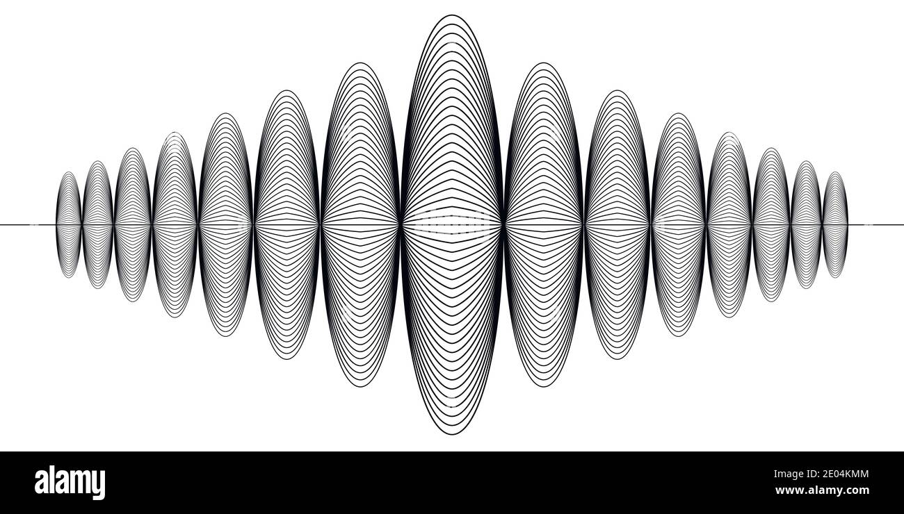 Zeichen von Audio digitale Aufnahme, Musik Radio Schallwelle, Vektor-Zeichen Seismologie Erdbeben guilloche Stock Vektor