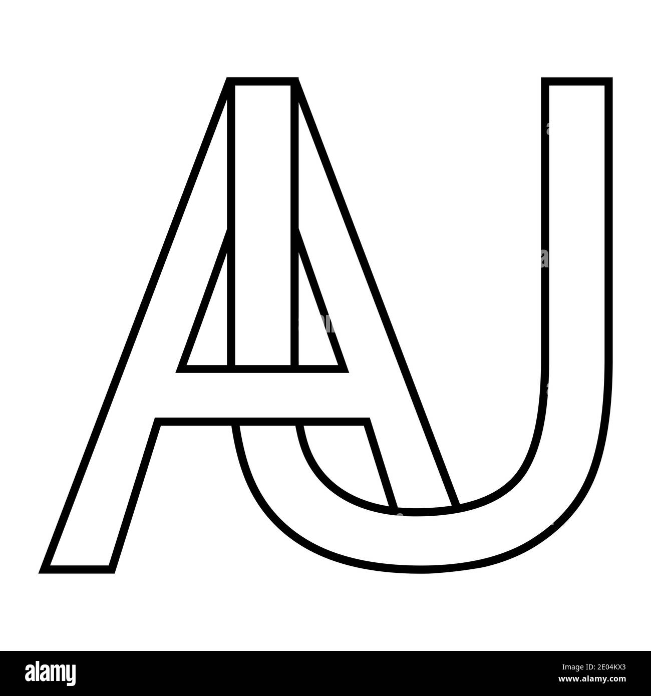Logo Gold, aurum Zeichen au, ua Symbol Zeichen interlaced Buchstaben A, U Vektor Logo au, ua ersten Großbuchstaben Muster Alphabet A, U Stock Vektor