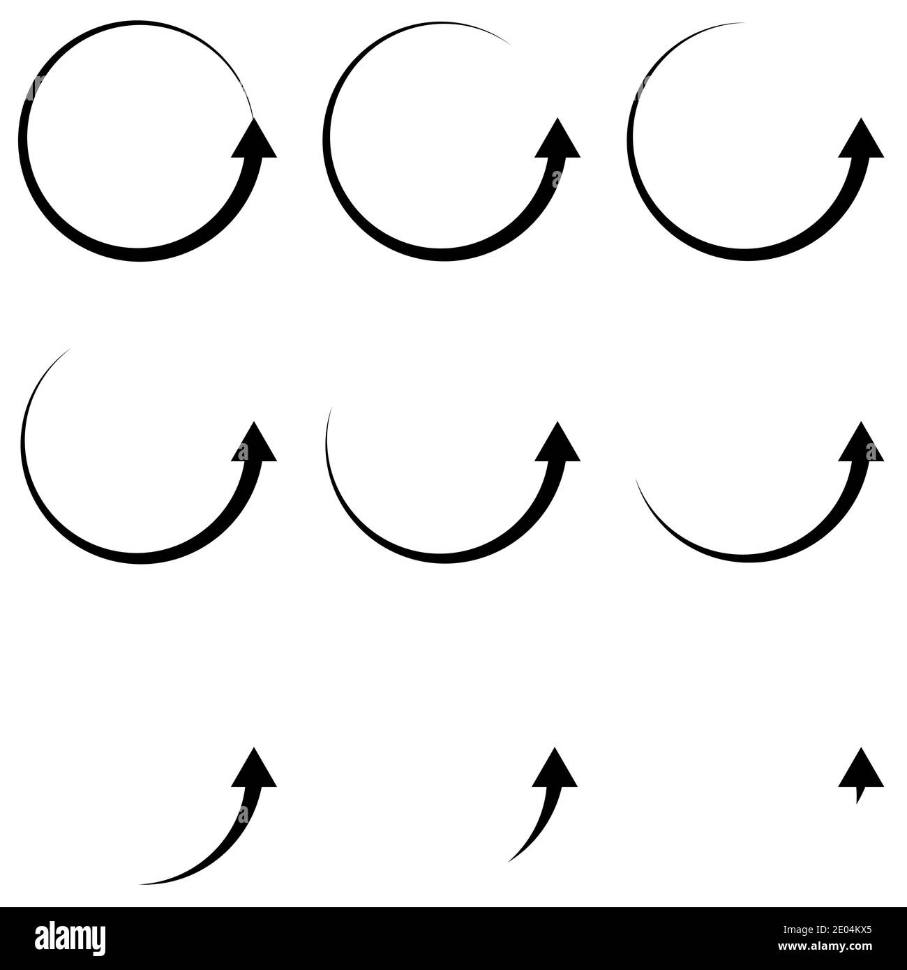 Pfeil-Zeiger nach oben Symbol Vektor Vektor kreisförmige Pfeilsegment eines Kreises, ein Zeiger auf den Anstieg der Entwicklung und Fortschritt Stock Vektor