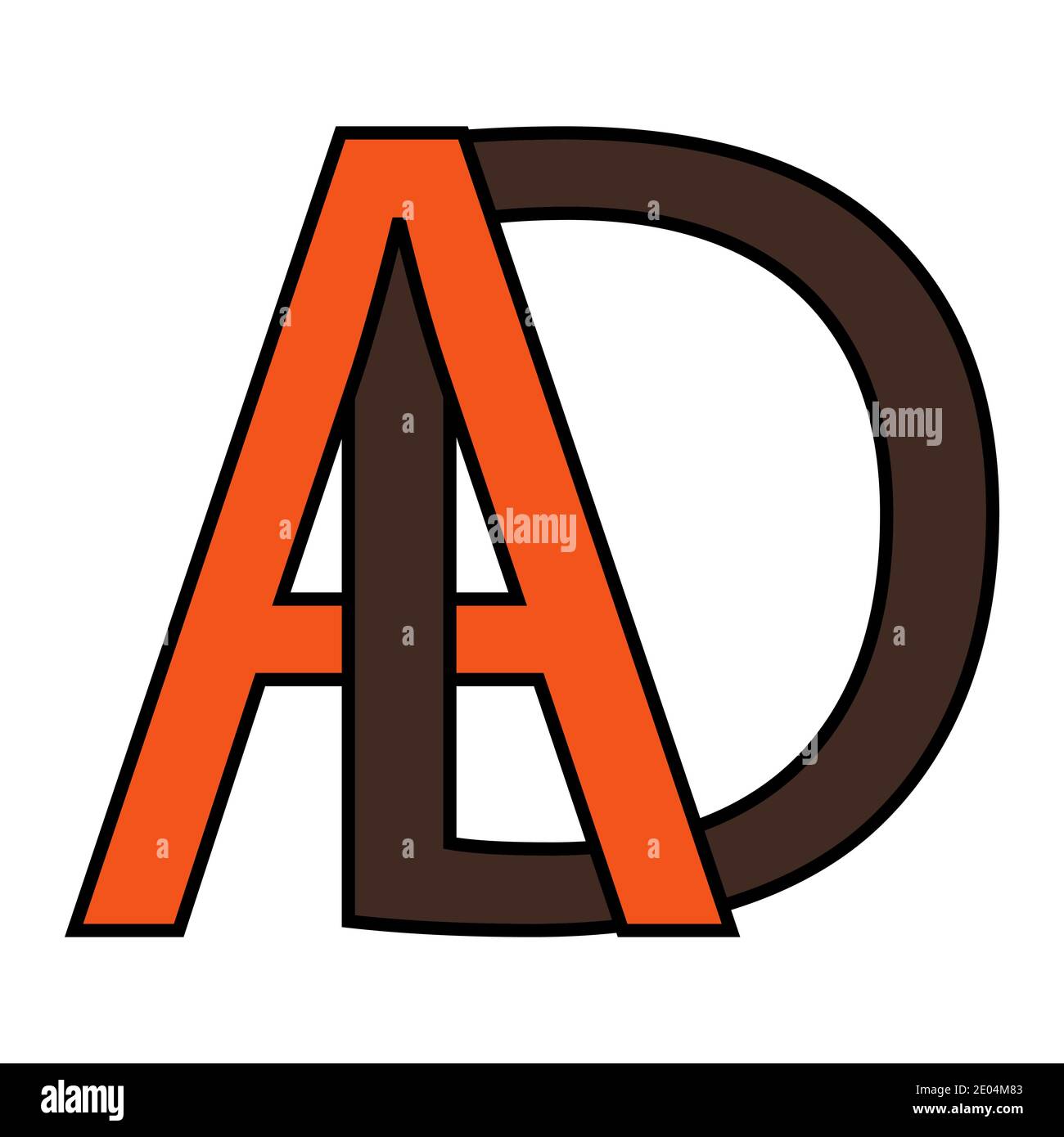 Logo Silbe Anzeige Symbol Zeichen zwei Zeilensprungbuchstaben A D, Vektor-Logo Anzeige erste Großbuchstaben Muster Alphabet a d Stock Vektor