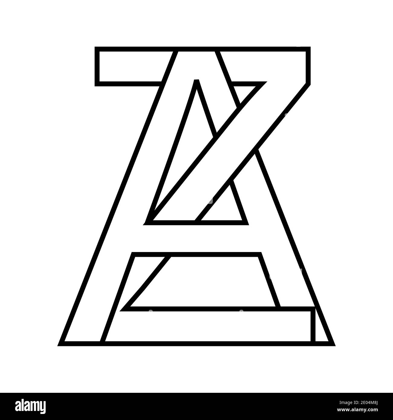 Logo Zeichen az, za Symbol Zeichen interlaced Buchstaben A, Z Vektor Logo az, za erste Großbuchstaben Muster Alphabet a, z Stock Vektor