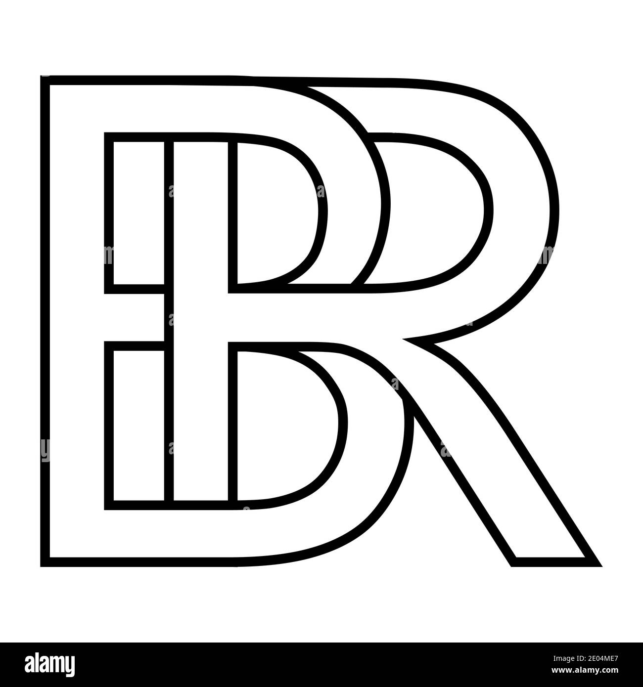 Logo Zeichen br, rb Symbol Zeichen zwei Zeilensprungbuchstaben B und R Vektor Logo br rb erste Großbuchstaben Muster Alphabet b, r Stock Vektor