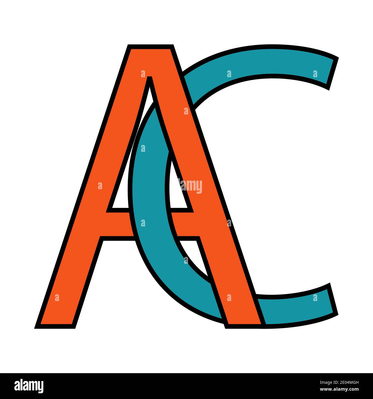 Logo Silbe ac Symbol Zeichen zwei interlaced Buchstaben A C Vektor Logo ac erste Großbuchstaben Muster Alphabet a c Stock Vektor