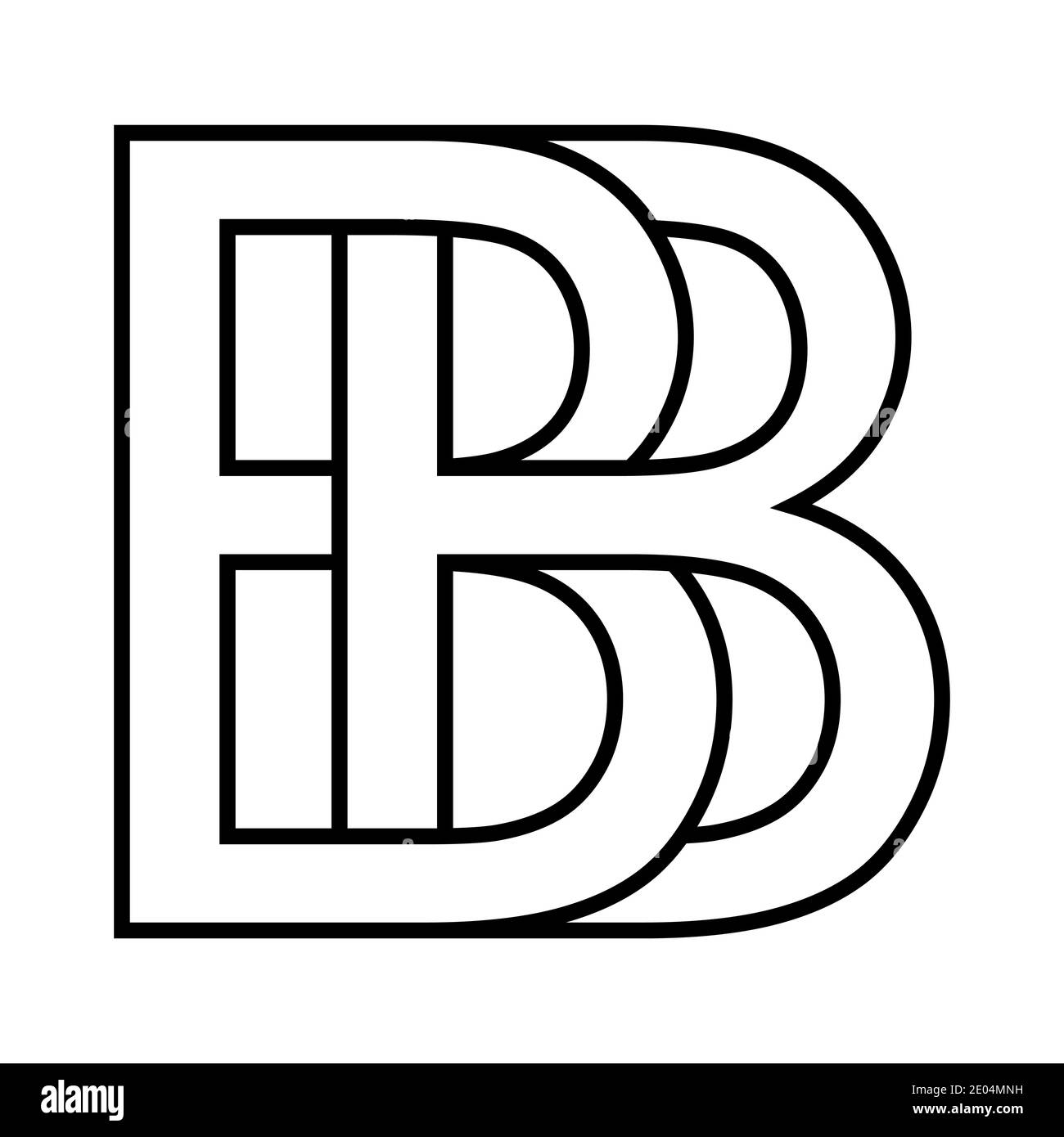 Logo Zeichen bb Symbol Zeichen zwei Zeilensprungbuchstaben b Vektor Logo bb, erste Großbuchstaben Muster Alphabet b Stock Vektor