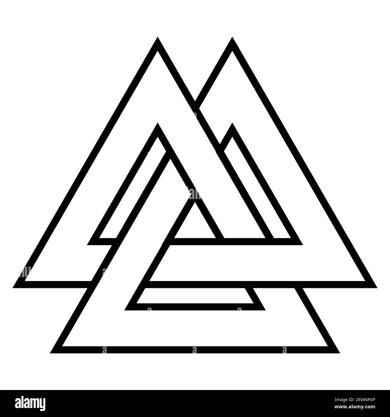 Valknut Symbol Dreieck Logo, Wikingerzeitsymbol, keltischer Knoten Symbol Vektor aus Dreieck Tattoo Stock Vektor