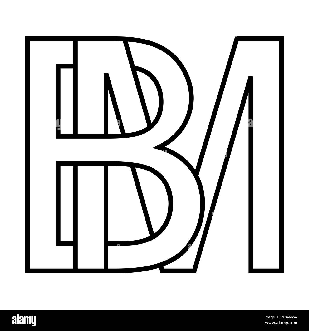 Logo, Zeichen bm, mb Symbol Zeichen zwei Zeilensprungbuchstaben b, m Vektor Logo bm, mb erste Großbuchstaben Muster Alphabet b, m Stock Vektor