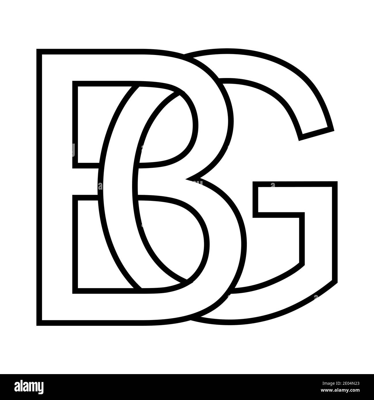 Logo Zeichen bg gb Symbol Zeichen zwei Zeilensprungbuchstaben b, g Vektor Logo bg, gb erste Großbuchstaben Muster Alphabet b, g Stock Vektor