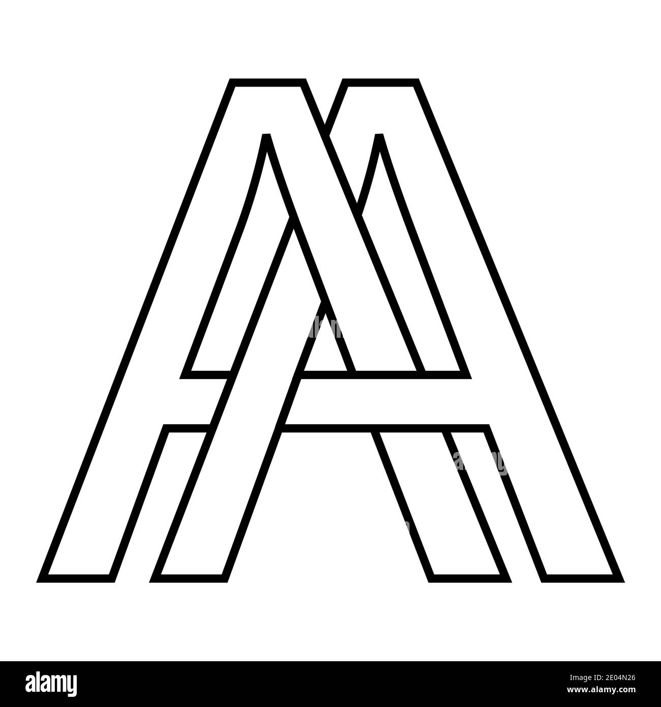 Logo Symbol Zeichen zwei Zeilensprungbuchstaben EIN Vektor-Logo zuerst Großbuchstaben Muster Alphabet AA Stock Vektor