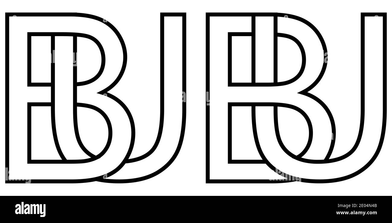 Logo Zeichen BU ub Symbol Zeichen zwei Zeilensprungbuchstaben b, U Vektor Logo BU, ub erste Großbuchstaben Muster Alphabet b, U Stock Vektor