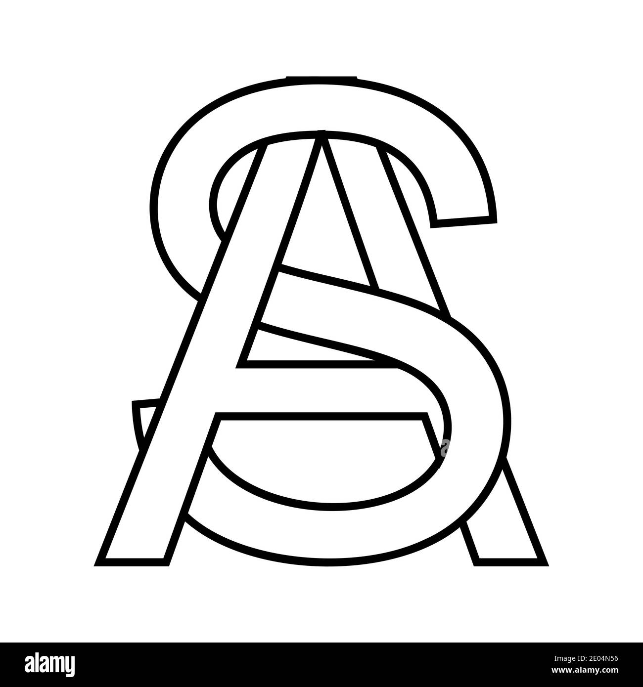 Logo Zeichen als, sa Symbol Zeichen interlaced Buchstaben A, S Vektor-Logo als, sa erste Großbuchstaben Muster Alphabet a, s Stock Vektor