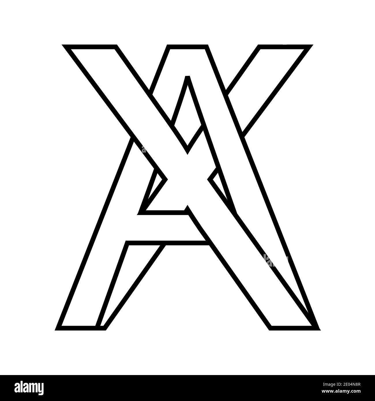 Logo Zeichen Axt, xa Symbol Zeichen Zeilensprungbuchstaben A, X Vektor Logo Axt, xa erste Großbuchstaben Muster Alphabet A, x Stock Vektor