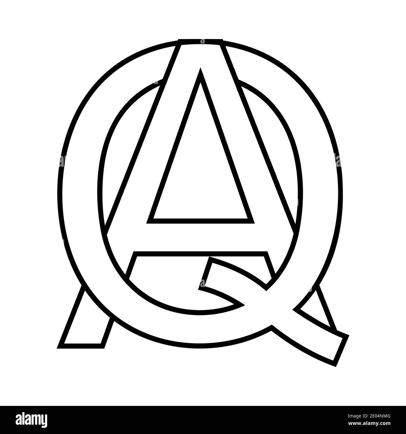 Logo-Zeichen aq, qa-Symbol Zeichen Zeilensprungbuchstaben A, Q-Vektor-Logo aq, qa erste Großbuchstaben Muster Alphabet A, q Stock Vektor