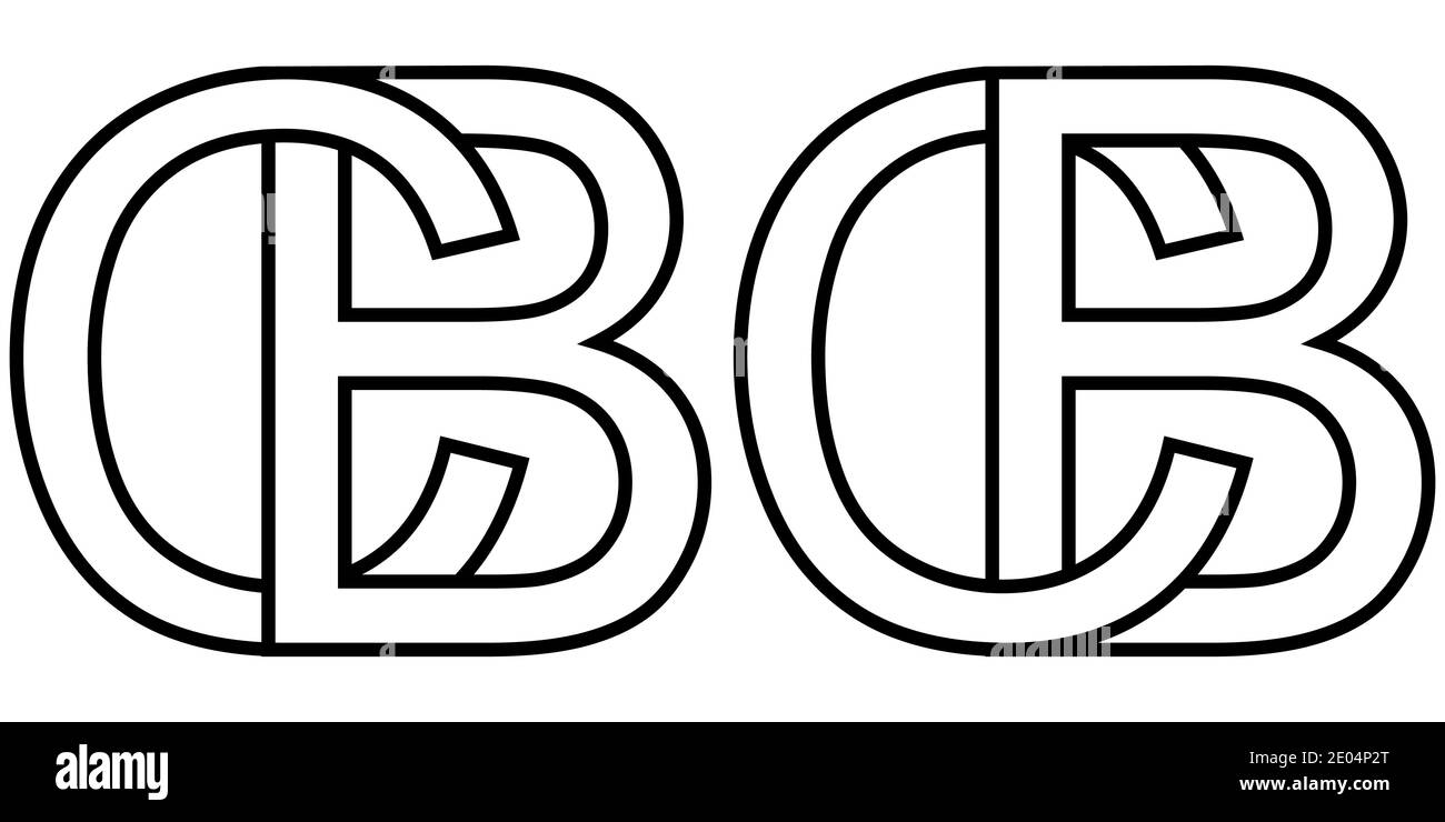 Logo Zeichen bc und cb Symbol Zeichen zwei Zeilensprungbuchstaben B, C Vektor-Logo bc, cb erste Großbuchstaben Muster Alphabet b, c Stock Vektor